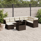 9-delige Loungeset met kussens poly rattan bruin