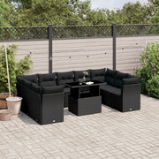 Loungeset 10-delig poly rattan zwart