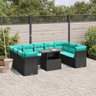 10-piece garden lounge set with cushions black poly rattan
