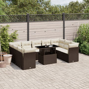 Loungeset 10-delig poly rattan bruin