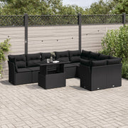 Loungeset 10-delig poly rattan zwart