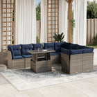 10-piece garden lounge set with cushions, grey poly rattan