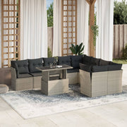 Loungeset 10-delig poly rattan lichtgrijs