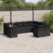 Loungeset 10-delig poly rattan zwart