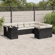 Loungeset 10-delig poly rattan zwart