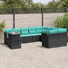 10-piece garden lounge set with cushions black poly rattan