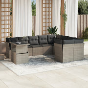 Loungeset 10-delig poly rattan lichtgrijs