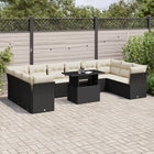 11-delige Loungeset met kussens poly rattan zwart