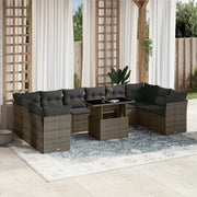 Loungeset 11-delig poly rattan grijs
