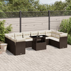 11-delige Loungeset met kussens poly rattan bruin