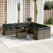 Loungeset poly rattan 11-delig grijs