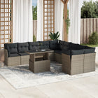 11-delige Loungeset met kussens poly rattan lichtgrijs