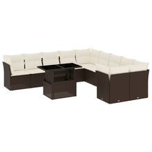 11-delige Loungeset met kussens poly rattan bruin