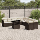 11-delige Loungeset met kussens poly rattan bruin