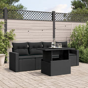 Loungeset 5-delig poly rattan zwart