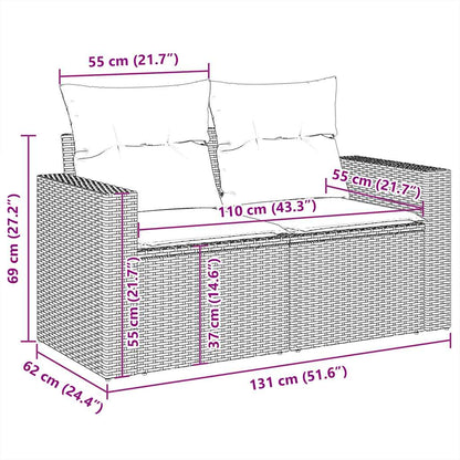 5-delige Loungeset met kussens poly rattan beige