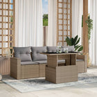 5-delige Loungeset met kussens poly rattan beige