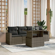 Loungeset 5-delig poly rattan grijs