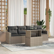 Loungeset poly rattan lichtgrijs 5-delig