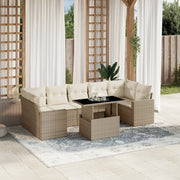 Loungeset 8-delig poly rattan beige