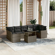 Loungeset 8-delig poly rattan grijs