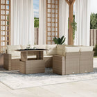 9-delige Loungeset met kussens poly rattan beige