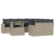 9-delige Loungeset met kussens poly rattan lichtgrijs