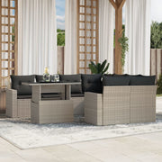 Loungeset 9-delig poly rattan lichtgrijs