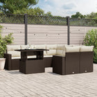 9-delige Loungeset met kussens poly rattan bruin