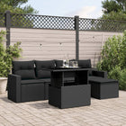 Loungeset 6-delig poly rattan zwart