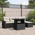 6-piece Lounge Set with Cushions Poly Rattan Black