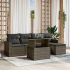 6-piece Lounge Set with Cushions Poly Rattan Grey