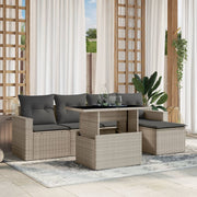 Loungeset 6-delig poly rattan lichtgrijs