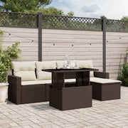 Loungeset 6-delig poly rattan bruin