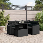 Loungeset 5-delig poly rattan zwart