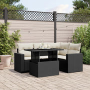 Loungeset 5-delig poly rattan zwart