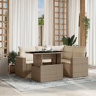 Loungeset 5-delig poly rattan beige