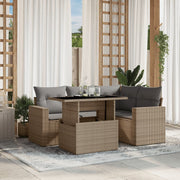 Loungeset 5-delig poly rattan beige