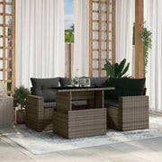 Loungeset 5-delig poly rattan grijs