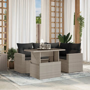 Loungeset 5-delig poly rattan lichtgrijs