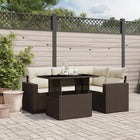 5-delige Loungeset met kussens poly rattan bruin