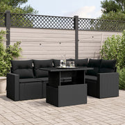 Loungeset 6-delig poly rattan zwart