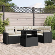 Loungeset 6-delig poly rattan zwart