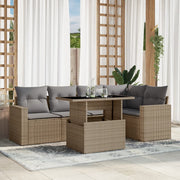 Loungeset poly rattan 6-delig beige