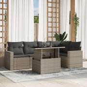 Loungeset 6-delig poly rattan lichtgrijs