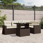 6-piece Lounge Set with Cushions Poly Rattan Brown