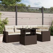 Loungeset poly rattan bruin 6-delig