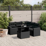 Loungeset 6-delig poly rattan zwart