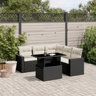 Loungeset 6-delig poly rattan zwart