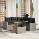 6-piece Lounge Set with cushions poly rattan light grey